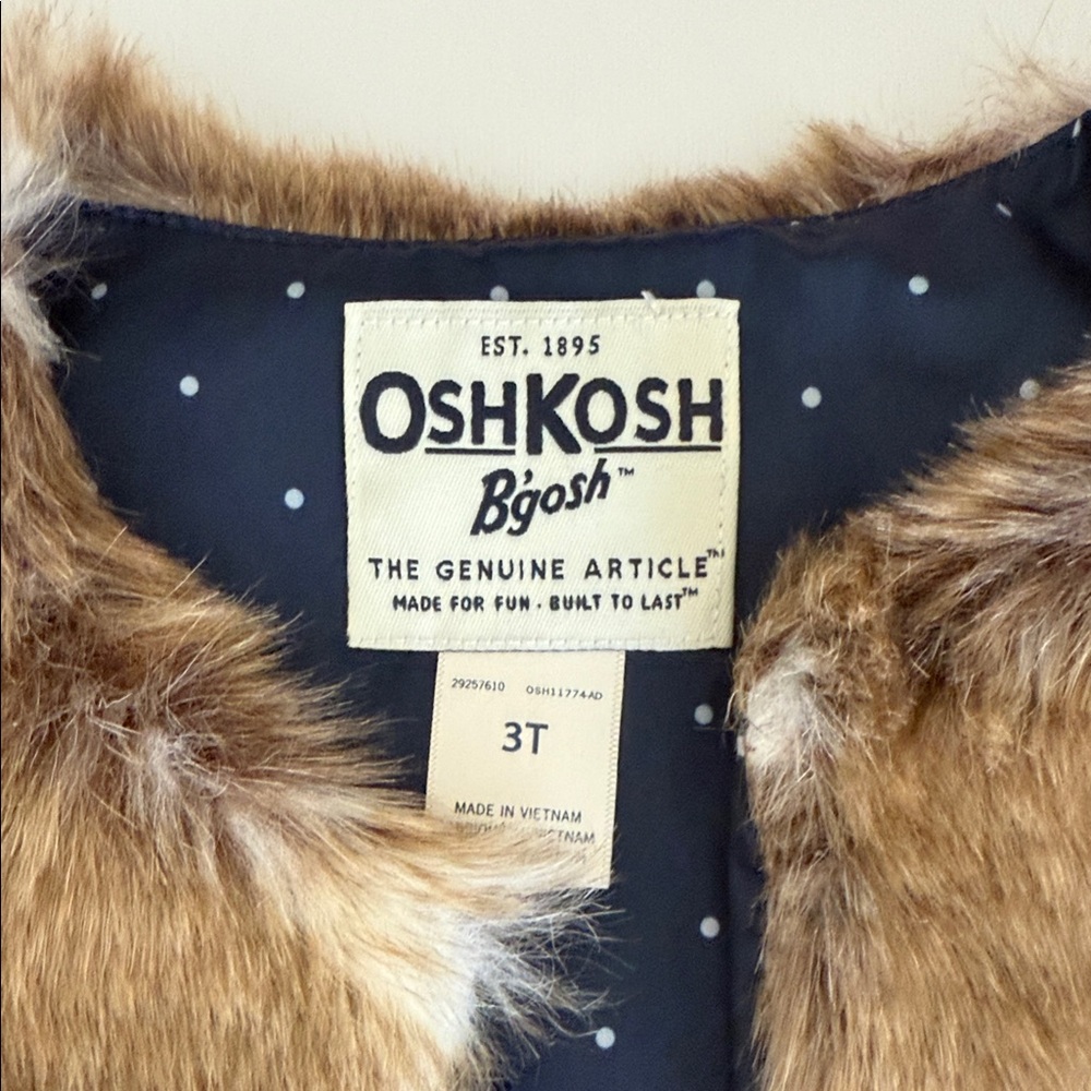 OshKosh B'gosh Brown Faux Fur Vest - Picture 2 of 7